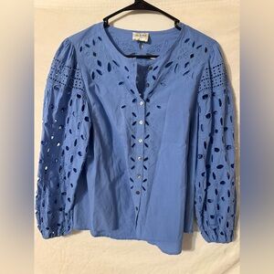 Blue Eyelet Women's Top